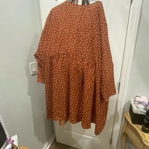 Orange polka dot long sleeve mock dress asos size 26
